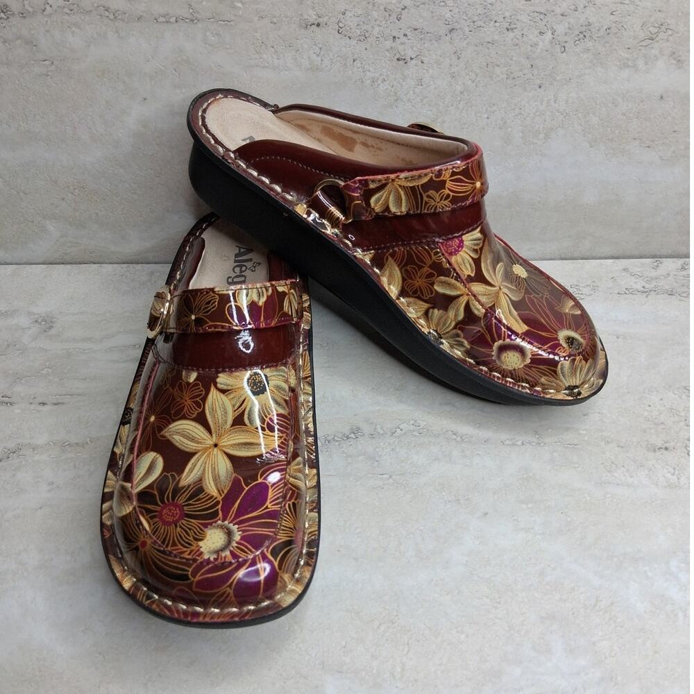 Ladies Alegria Seville Clog Leather Upper & Lining Size 39 Brown Gold Cream